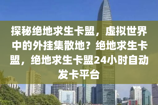 探秘绝地求生卡盟，虚拟世界中的外挂集散地？绝地求生卡盟，绝地求生卡盟24小时自动发卡平台