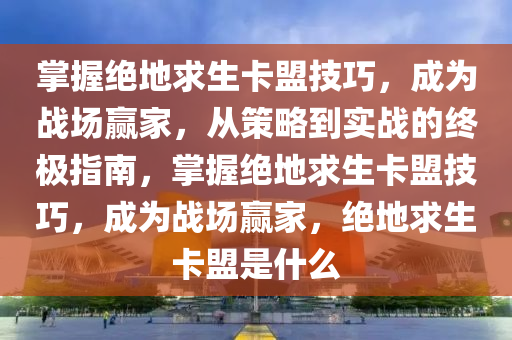 掌握绝地求生卡盟技巧，成为战场赢家，从策略到实战的终极指南，掌握绝地求生卡盟技巧，成为战场赢家，绝地求生卡盟是什么