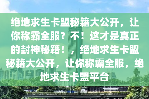 绝地求生卡盟秘籍大公开，让你称霸全服？不！这才是真正的封神秘籍！，绝地求生卡盟秘籍大公开，让你称霸全服，绝地求生卡盟平台