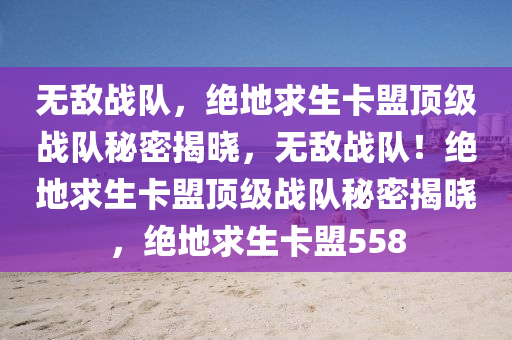 无敌战队，绝地求生卡盟顶级战队秘密揭晓，无敌战队！绝地求生卡盟顶级战队秘密揭晓，绝地求生卡盟558