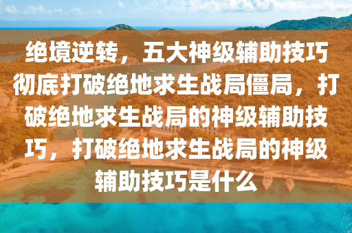 绝境逆转，五大神级辅助技巧彻底打破绝地求生战局僵局，打破绝地求生战局的神级辅助技巧，打破绝地求生战局的神级辅助技巧是什么