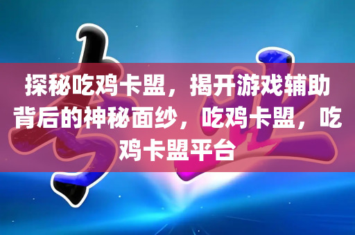 探秘吃鸡卡盟，揭开游戏辅助背后的神秘面纱，吃鸡卡盟，吃鸡卡盟平台