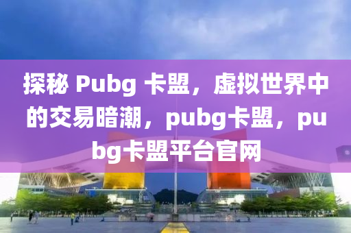 探秘 Pubg 卡盟，虚拟世界中的交易暗潮，pubg卡盟，pubg卡盟平台官网