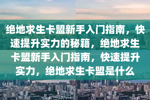 绝地求生卡盟新手入门指南，快速提升实力的秘籍，绝地求生卡盟新手入门指南，快速提升实力，绝地求生卡盟是什么