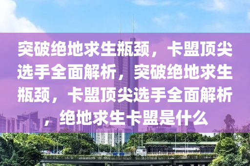 突破绝地求生瓶颈，卡盟顶尖选手全面解析，突破绝地求生瓶颈，卡盟顶尖选手全面解析，绝地求生卡盟是什么