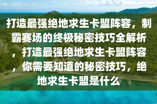 打造最强绝地求生卡盟阵容，制霸赛场的终极秘密技巧全解析，打造最强绝地求生卡盟阵容，你需要知道的秘密技巧，绝地求生卡盟是什么