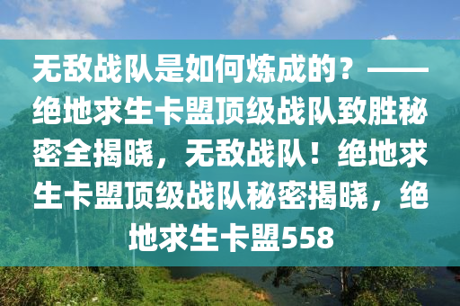 无敌战队是如何炼成的？——绝地求生卡盟顶级战队致胜秘密全揭晓，无敌战队！绝地求生卡盟顶级战队秘密揭晓，绝地求生卡盟558