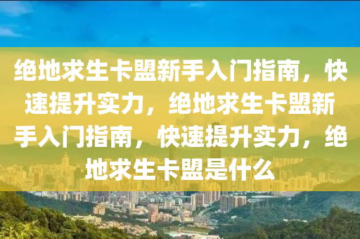 绝地求生卡盟新手入门指南，快速提升实力，绝地求生卡盟新手入门指南，快速提升实力，绝地求生卡盟是什么