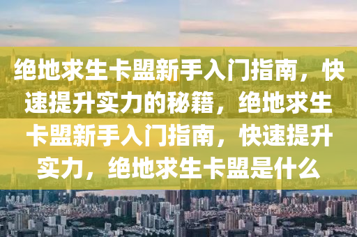 绝地求生卡盟新手入门指南，快速提升实力的秘籍，绝地求生卡盟新手入门指南，快速提升实力，绝地求生卡盟是什么