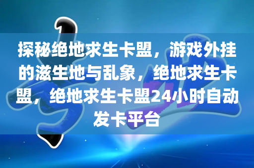 探秘绝地求生卡盟，游戏外挂的滋生地与乱象，绝地求生卡盟，绝地求生卡盟24小时自动发卡平台