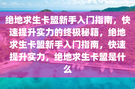 绝地求生卡盟新手入门指南，快速提升实力的终极秘籍，绝地求生卡盟新手入门指南，快速提升实力，绝地求生卡盟是什么