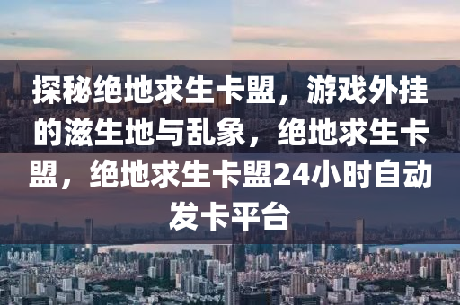 探秘绝地求生卡盟，游戏外挂的滋生地与乱象，绝地求生卡盟，绝地求生卡盟24小时自动发卡平台