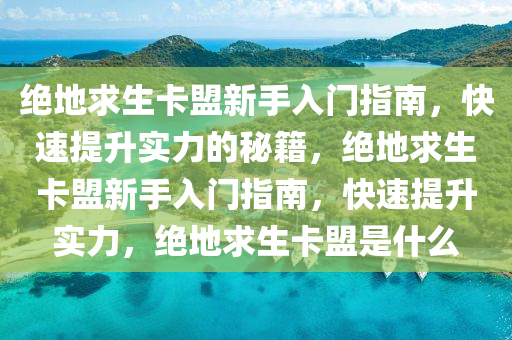 绝地求生卡盟新手入门指南，快速提升实力的秘籍，绝地求生卡盟新手入门指南，快速提升实力，绝地求生卡盟是什么