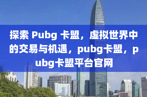 探索 Pubg 卡盟，虚拟世界中的交易与机遇，pubg卡盟，pubg卡盟平台官网