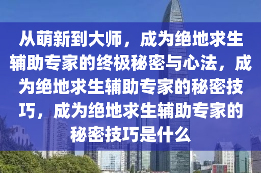 从萌新到大师，成为绝地求生辅助专家的终极秘密与心法，成为绝地求生辅助专家的秘密技巧，成为绝地求生辅助专家的秘密技巧是什么