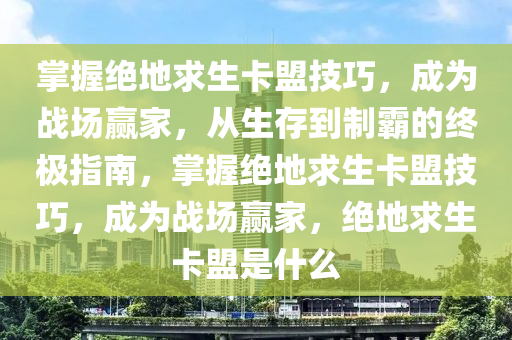掌握绝地求生卡盟技巧，成为战场赢家，从生存到制霸的终极指南，掌握绝地求生卡盟技巧，成为战场赢家，绝地求生卡盟是什么