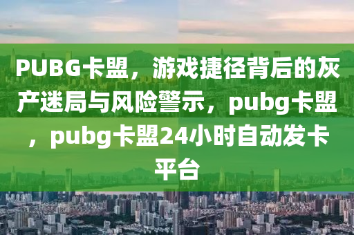 PUBG卡盟，游戏捷径背后的灰产迷局与风险警示，pubg卡盟，pubg卡盟24小时自动发卡平台