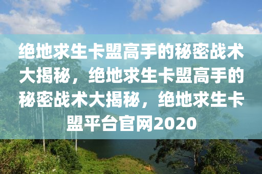 绝地求生卡盟高手的秘密战术大揭秘，绝地求生卡盟高手的秘密战术大揭秘，绝地求生卡盟平台官网2020