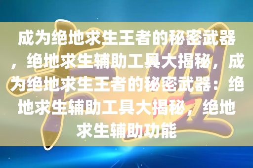 成为绝地求生王者的秘密武器，绝地求生辅助工具大揭秘，成为绝地求生王者的秘密武器：绝地求生辅助工具大揭秘，绝地求生辅助功能