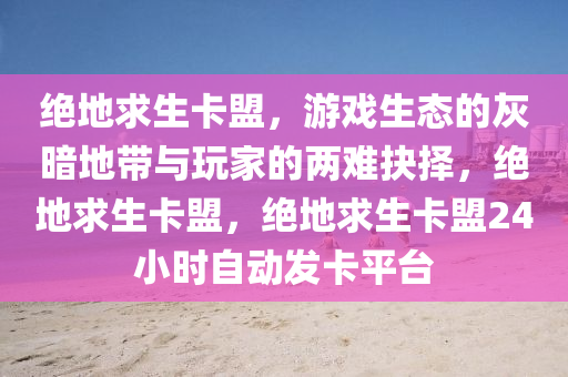 绝地求生卡盟，游戏生态的灰暗地带与玩家的两难抉择，绝地求生卡盟，绝地求生卡盟24小时自动发卡平台