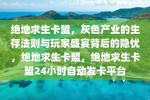 绝地求生卡盟，灰色产业的生存法则与玩家盛宴背后的隐忧，绝地求生卡盟，绝地求生卡盟24小时自动发卡平台