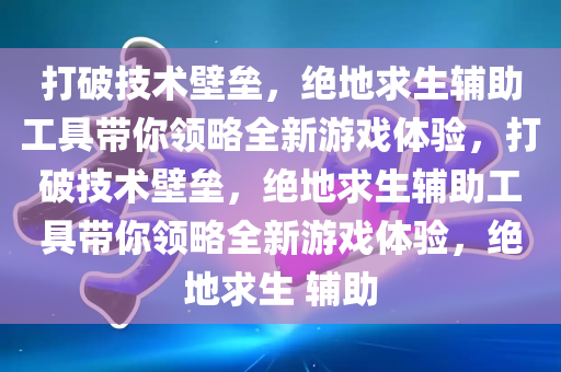 打破技术壁垒，绝地求生辅助工具带你领略全新游戏体验，打破技术壁垒，绝地求生辅助工具带你领略全新游戏体验，绝地求生 辅助