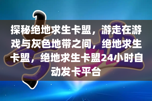 探秘绝地求生卡盟，游走在游戏与灰色地带之间，绝地求生卡盟，绝地求生卡盟24小时自动发卡平台