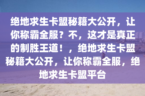 绝地求生卡盟秘籍大公开,让你称霸全服?不,这才是真正的制胜王道!,绝地求生卡盟秘籍大公开,让你称霸全服,绝地求生卡盟平台