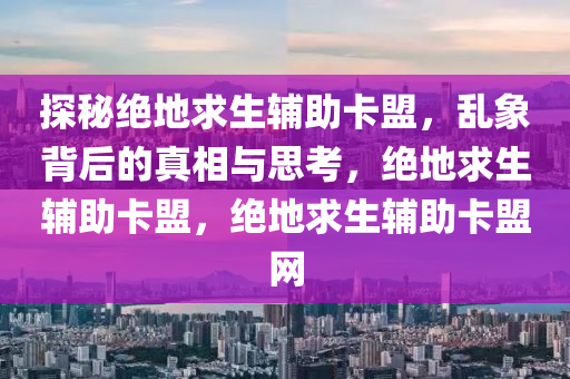 探秘绝地求生辅助卡盟，乱象背后的真相与思考，绝地求生辅助卡盟，绝地求生辅助卡盟网