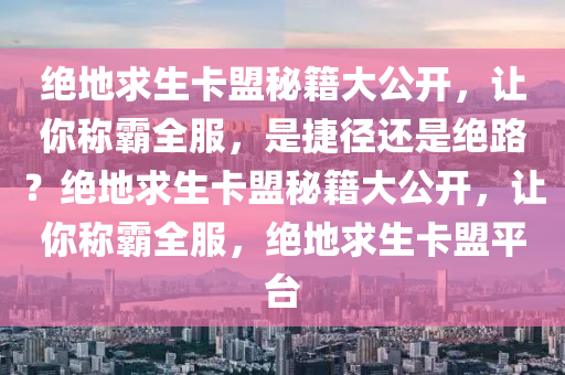绝地求生卡盟秘籍大公开，让你称霸全服，是捷径还是绝路？绝地求生卡盟秘籍大公开，让你称霸全服，绝地求生卡盟平台