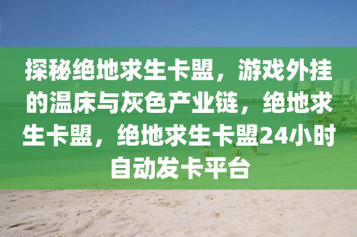 探秘绝地求生卡盟，游戏外挂的温床与灰色产业链，绝地求生卡盟，绝地求生卡盟24小时自动发卡平台