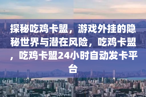 探秘吃鸡卡盟，游戏外挂的隐秘世界与潜在风险，吃鸡卡盟，吃鸡卡盟24小时自动发卡平台