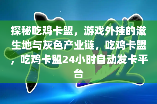 探秘吃鸡卡盟，游戏外挂的滋生地与灰色产业链，吃鸡卡盟，吃鸡卡盟24小时自动发卡平台