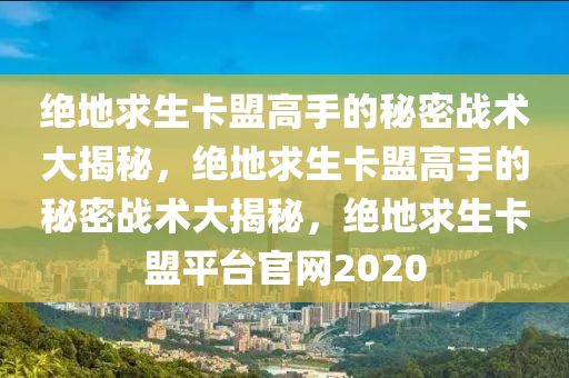 绝地求生卡盟高手的秘密战术大揭秘，绝地求生卡盟高手的秘密战术大揭秘，绝地求生卡盟平台官网2020