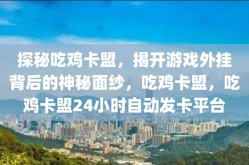 探秘吃鸡卡盟，揭开游戏外挂背后的神秘面纱，吃鸡卡盟，吃鸡卡盟24小时自动发卡平台