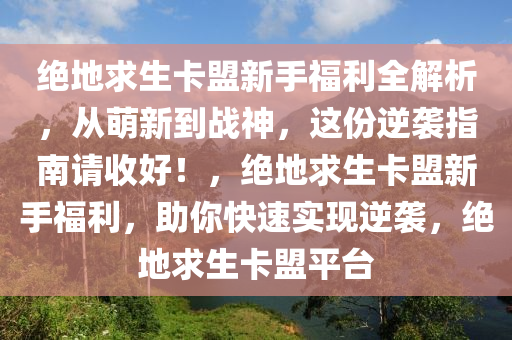 绝地求生卡盟新手福利全解析，从萌新到战神，这份逆袭指南请收好！，绝地求生卡盟新手福利，助你快速实现逆袭，绝地求生卡盟平台