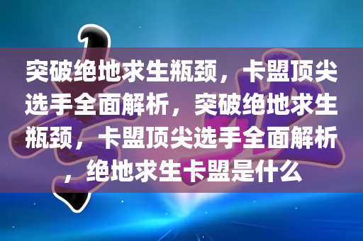 突破绝地求生瓶颈，卡盟顶尖选手全面解析，突破绝地求生瓶颈，卡盟顶尖选手全面解析，绝地求生卡盟是什么