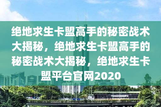 绝地求生卡盟高手的秘密战术大揭秘，绝地求生卡盟高手的秘密战术大揭秘，绝地求生卡盟平台官网2020