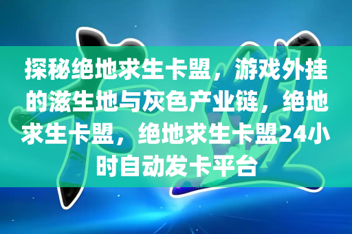 探秘绝地求生卡盟，游戏外挂的滋生地与灰色产业链，绝地求生卡盟，绝地求生卡盟24小时自动发卡平台