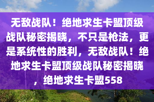 无敌战队！绝地求生卡盟顶级战队秘密揭晓，不只是枪法，更是系统性的胜利，无敌战队！绝地求生卡盟顶级战队秘密揭晓，绝地求生卡盟558