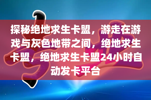 探秘绝地求生卡盟，游走在游戏与灰色地带之间，绝地求生卡盟，绝地求生卡盟24小时自动发卡平台