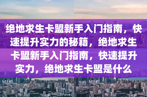 绝地求生卡盟新手入门指南，快速提升实力的秘籍，绝地求生卡盟新手入门指南，快速提升实力，绝地求生卡盟是什么