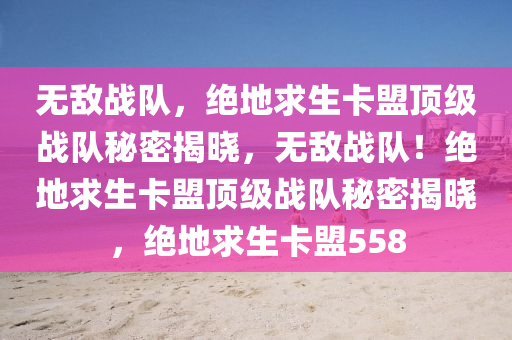 无敌战队，绝地求生卡盟顶级战队秘密揭晓，无敌战队！绝地求生卡盟顶级战队秘密揭晓，绝地求生卡盟558
