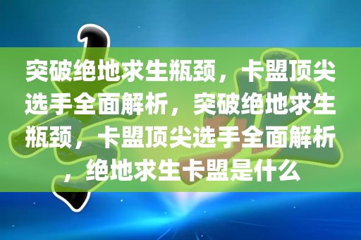 突破绝地求生瓶颈，卡盟顶尖选手全面解析，突破绝地求生瓶颈，卡盟顶尖选手全面解析，绝地求生卡盟是什么