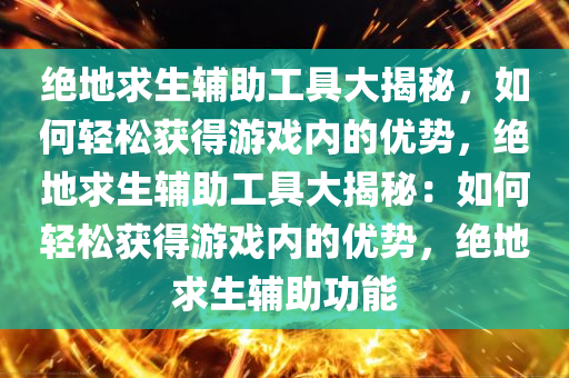 绝地求生辅助工具大揭秘，如何轻松获得游戏内的优势，绝地求生辅助工具大揭秘：如何轻松获得游戏内的优势，绝地求生辅助功能