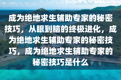成为绝地求生辅助专家的秘密技巧，从眼到脑的终极进化，成为绝地求生辅助专家的秘密技巧，成为绝地求生辅助专家的秘密技巧是什么