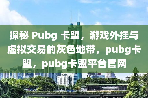 探秘 Pubg 卡盟，游戏外挂与虚拟交易的灰色地带，pubg卡盟，pubg卡盟平台官网