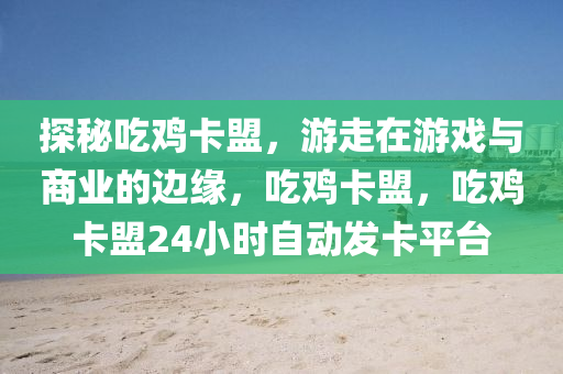 探秘吃鸡卡盟，游走在游戏与商业的边缘，吃鸡卡盟，吃鸡卡盟24小时自动发卡平台