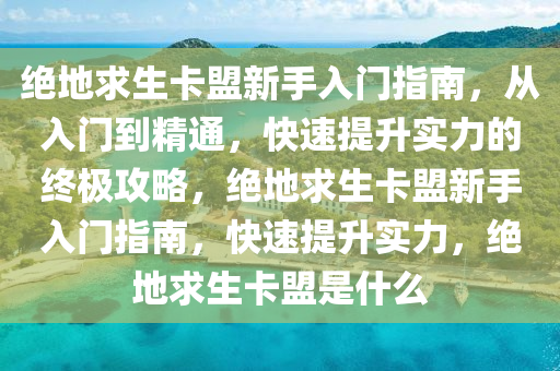 绝地求生卡盟新手入门指南，从入门到精通，快速提升实力的终极攻略，绝地求生卡盟新手入门指南，快速提升实力，绝地求生卡盟是什么
