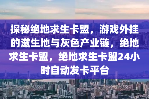 探秘绝地求生卡盟，游戏外挂的滋生地与灰色产业链，绝地求生卡盟，绝地求生卡盟24小时自动发卡平台